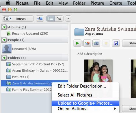 picasa upload